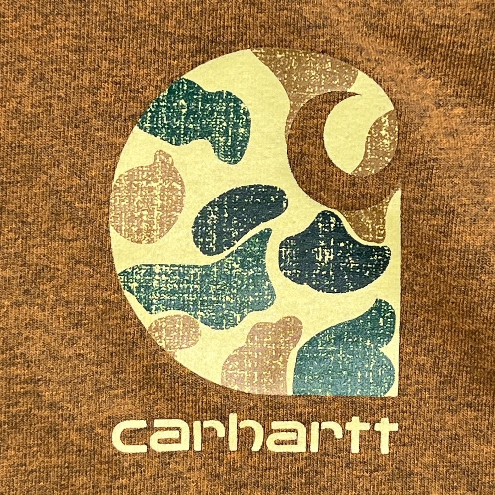 Carhartt Long Sleeve Shirt Mens L Brown Frog Camo Logo Relaxed Fit Graphic Tee - Picture 4 of 12